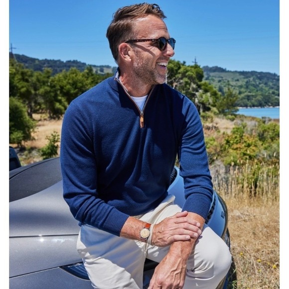 Collars and Co Cashmere Touch Australian Merino Quarter Zip Sweater Size Medium - Picture 3 of 9